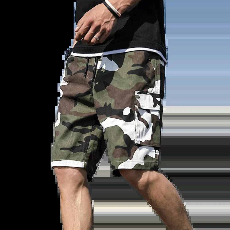 Men'S Camouflage Cargo Shorts Loose Fit Multi-Pocket Tactical Shorts Casual Streetwear Summer Beach Shorts with Utility Pockets
