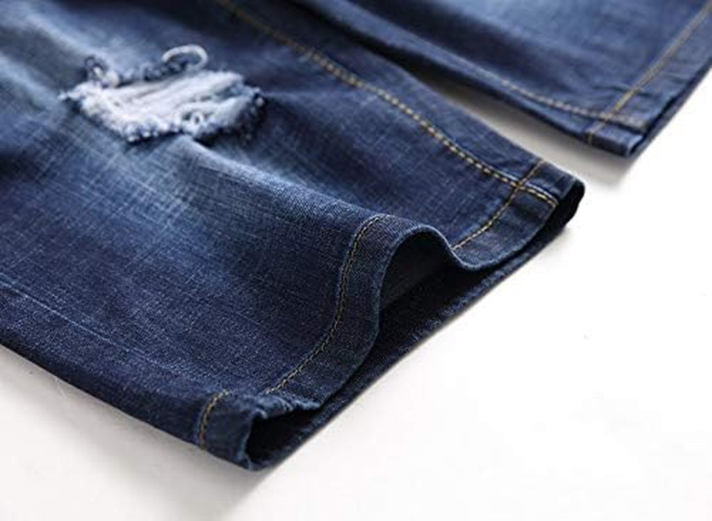 Men'S Stretch Ripped Denim Shorts Casual Summer Jeans Shorts