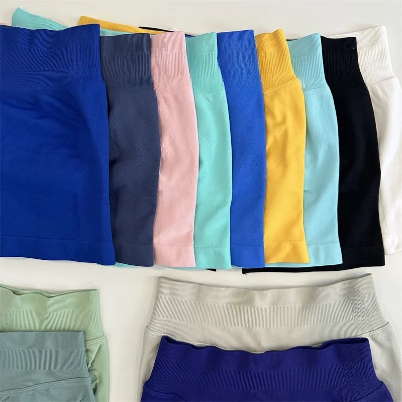 Yoga Shorts Low Ribbed Waist Band Yoga Shorts Seamless Scrunch Bum Workout Gym Shorts Booty Hight Stretch Running Shorts