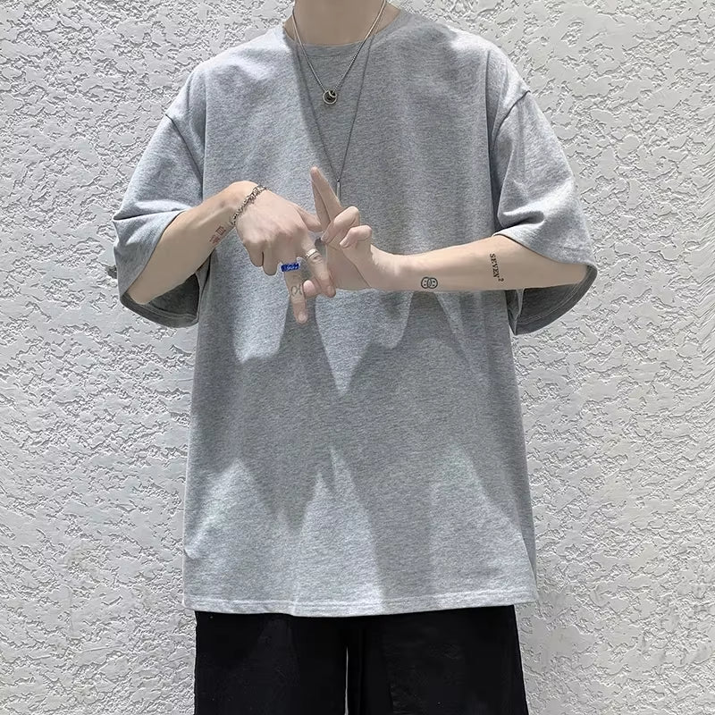 Oversized 100% Cotton Graphic T Shirts 2024 Summer Y2K Black Harajuku T-Shirts Korean Fashion Classical Vintage T Shirt