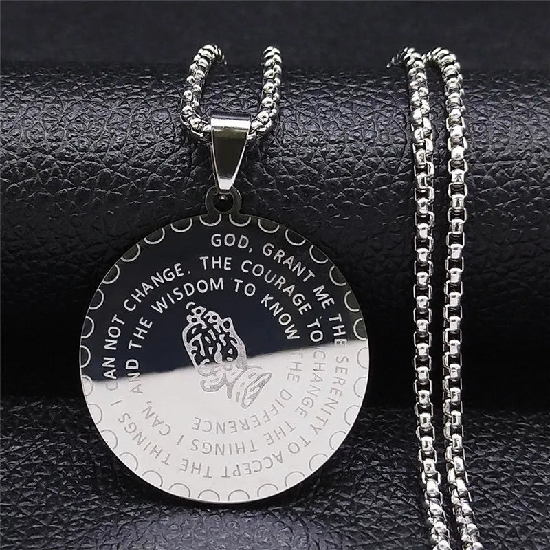 Christian Bible Cross Chain Necklace Stainless Steel Pendant Necklace for Men Religious Prayer Jesus Jewelry Corrente Masculina