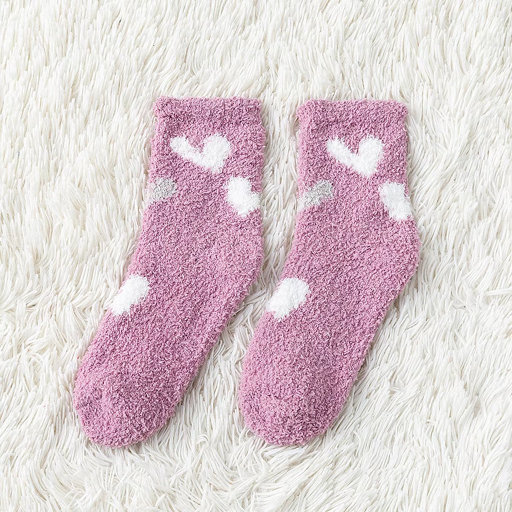 2 Pairs Cute Cow Spots Print Socks, Thickened & Warm Coral Fleece Socks, Women'S Stockings & Hosiery