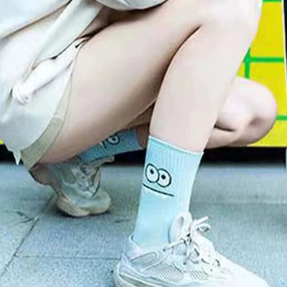 5/10 Pairs Women'S Cute Expression Printed Ankle Socks Comfort Interesting Spring Autumn Medium Tube Sock Girls' Short Socks