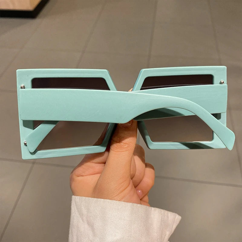 Square Oversized One-Pieces Sunglasses Men Women Trendy Gradient Goggle Eyewear Fashion Luxury Brand Design Sun Glasses