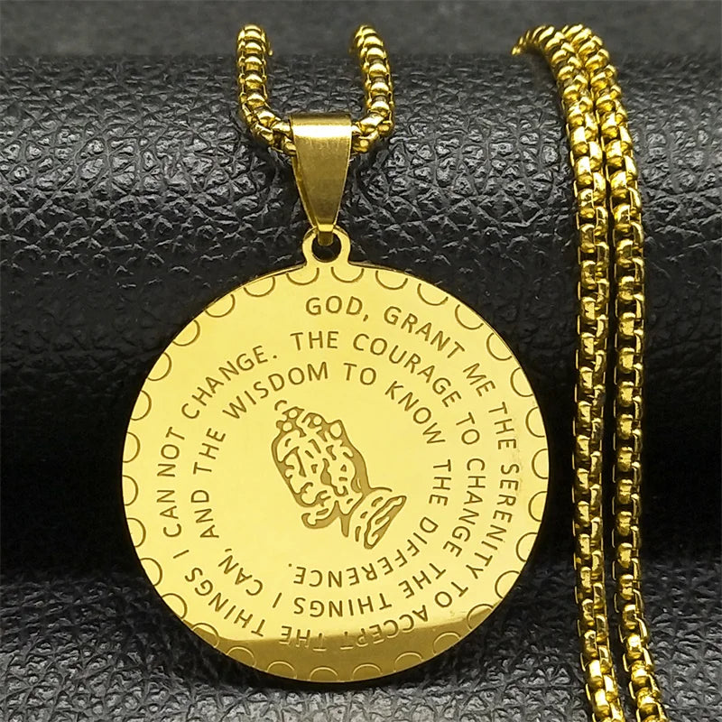 Christian Bible Cross Chain Necklace Stainless Steel Pendant Necklace for Men Religious Prayer Jesus Jewelry Corrente Masculina