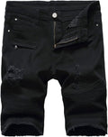 Men'S Casual Denim Shorts Classic Fit Ripped Distressed Summer Jeans Shorts