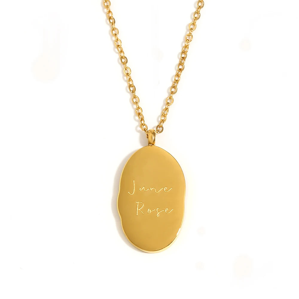 Tarnish Free Irregular Personality 12 Months Flower Pendant Necklace Stainless Steel Gold Plated Birthstone Necklace