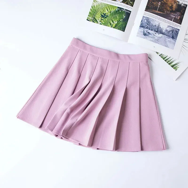 Women Harajuku Sweet Fresh Feeling High Waist Pleated Skirt Elastic Waist Cross Embroidery Skirt Pleated Skirt