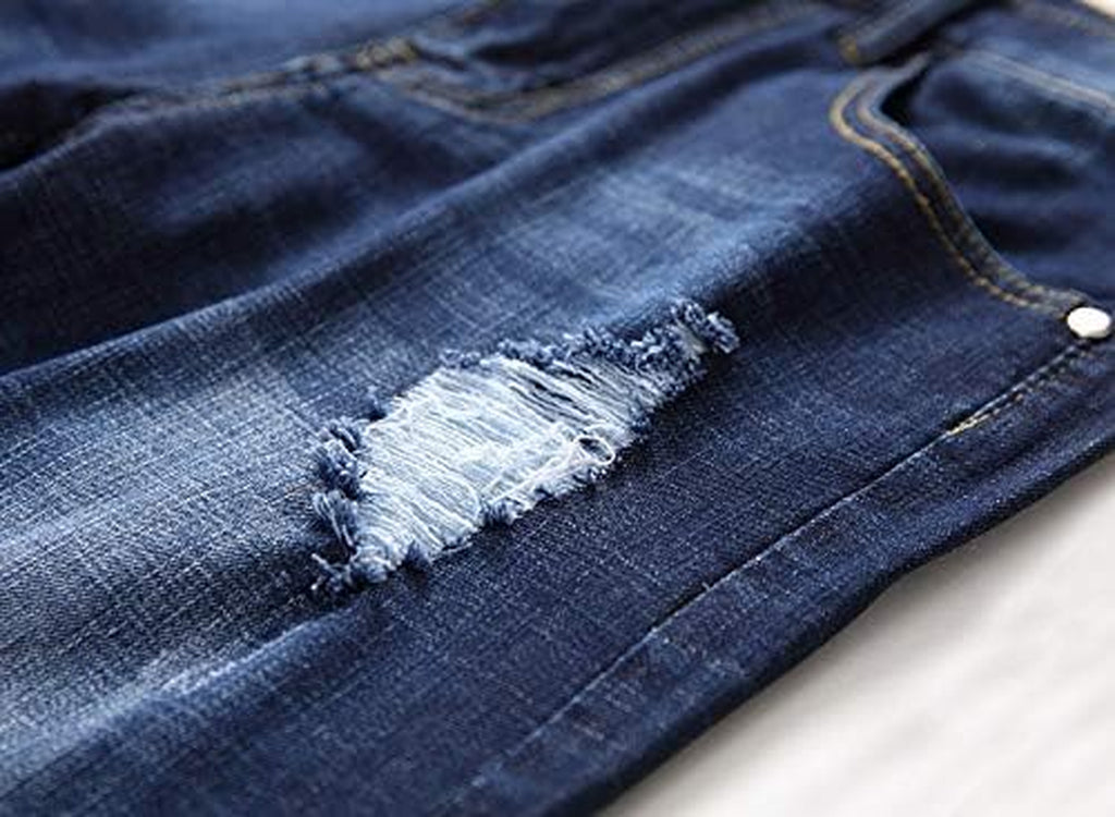Men'S Stretch Ripped Denim Shorts Casual Summer Jeans Shorts