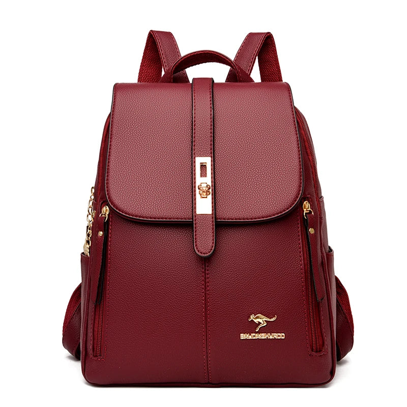 Luxury Women Leather Backpacks for Girls Sac a Dos Casual Daypack Black Vintage Backpack School Bags for Girls Mochila Rucksack