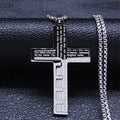 Cross Christian Church Prayer Necklace Men Stainless Steel Gold Color Bible Amulet Necklaces Jewelry Colar Masculino N2005S02