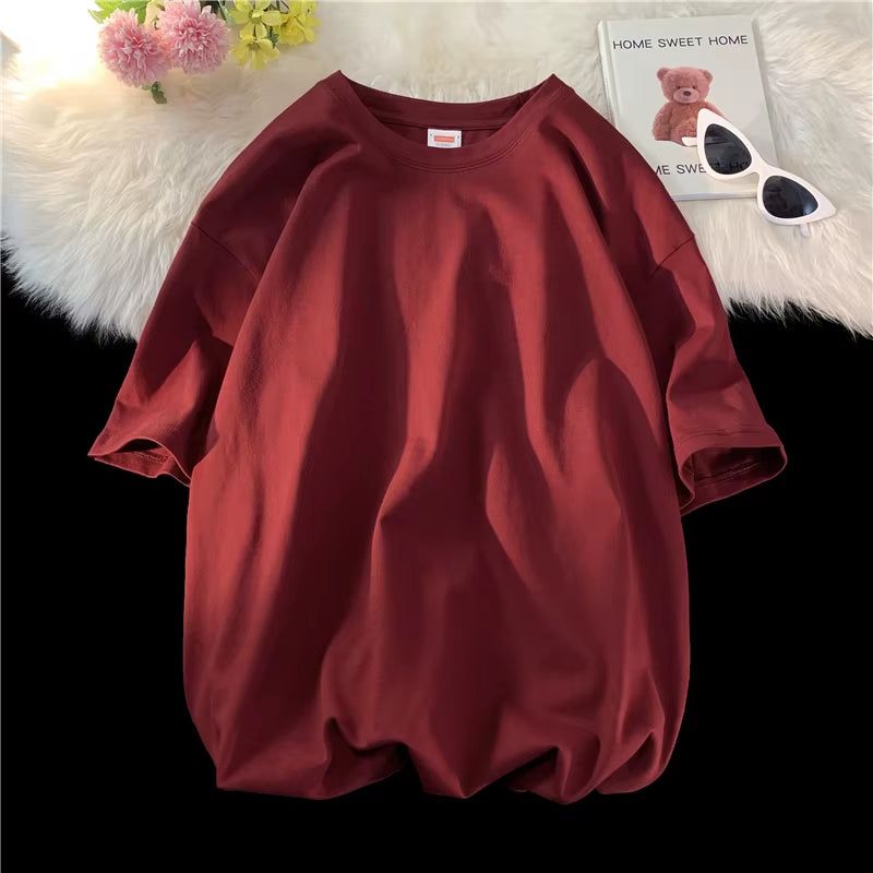 Oversized 100% Cotton Graphic T Shirts 2024 Summer Y2K Black Harajuku T-Shirts Korean Fashion Classical Vintage T Shirt