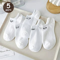 5/10 Pairs Women Cartoon Socks round Mid Tube Fashionable Cute Expression Pattern Socks Casual Breathable Autumn Girls Socks