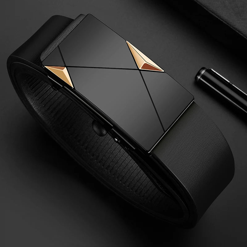 Men'S Business Belt Alloy Automatic Buckle Belt Fashion Belt Luxury Jeans Belt PU Leather High-Quality Straps