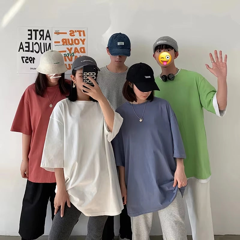 Oversized 100% Cotton Graphic T Shirts 2024 Summer Y2K Black Harajuku T-Shirts Korean Fashion Classical Vintage T Shirt