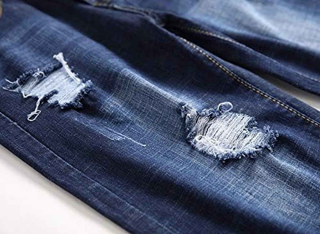 Men'S Stretch Ripped Denim Shorts Casual Summer Jeans Shorts