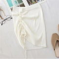 White High Waist Stretch Side Drawstring Skirt Women Club Slim Knitted Short Skirt Sexy All-Match Fashion Mini Skirt Black