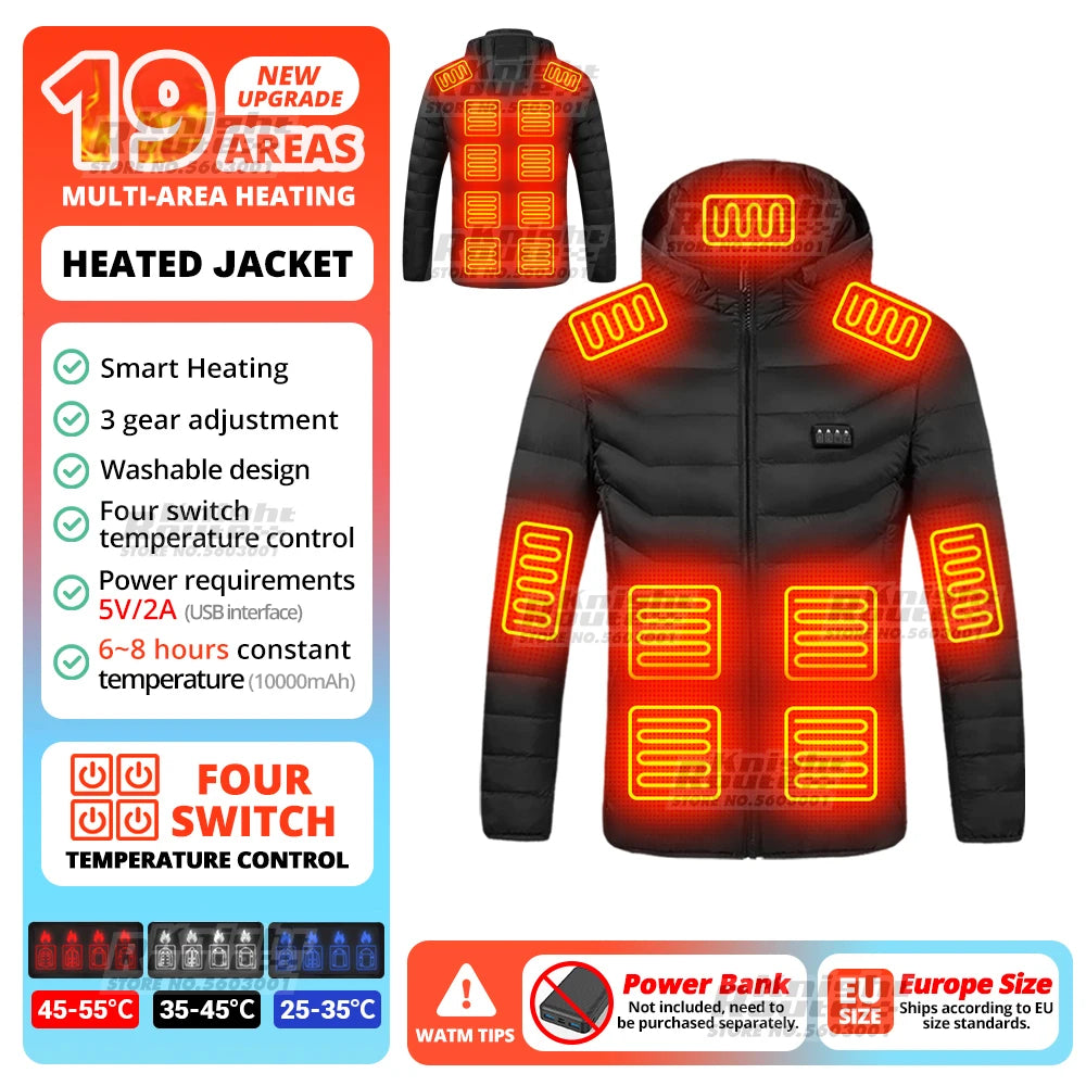 21 Areas Heated Jacket Winter Men'S Women'S Motorcycle Jacket USB Electric Heating Jacket Heated Vest Moto Thermal Clothing Coat