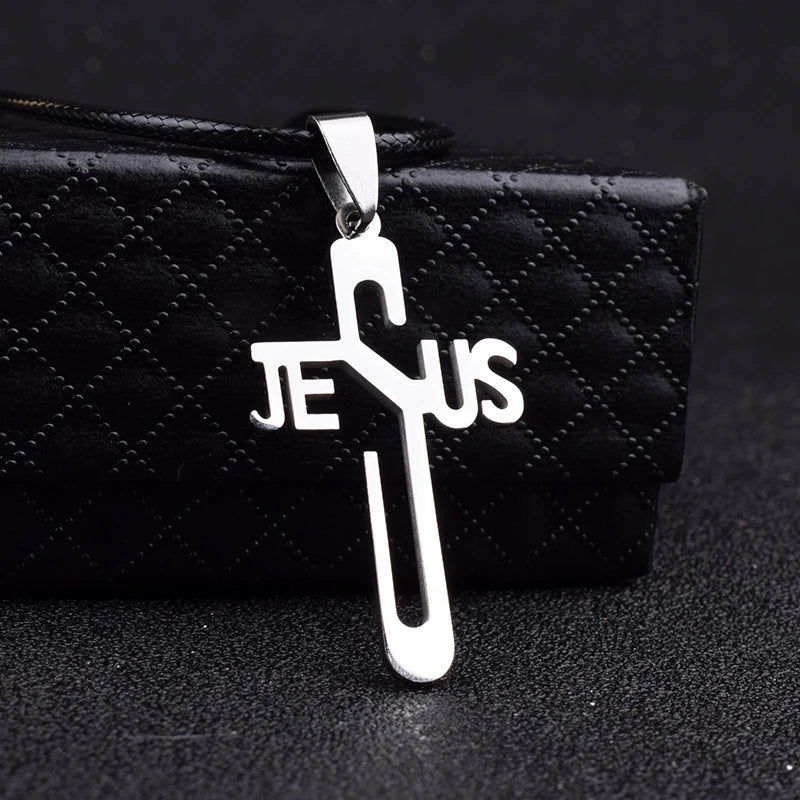 Jesus Cross Pendants & Necklaces Men Stainless Steel Never Fade Pendants Rope Chain Religious Necklaces Women Christian Jewelry
