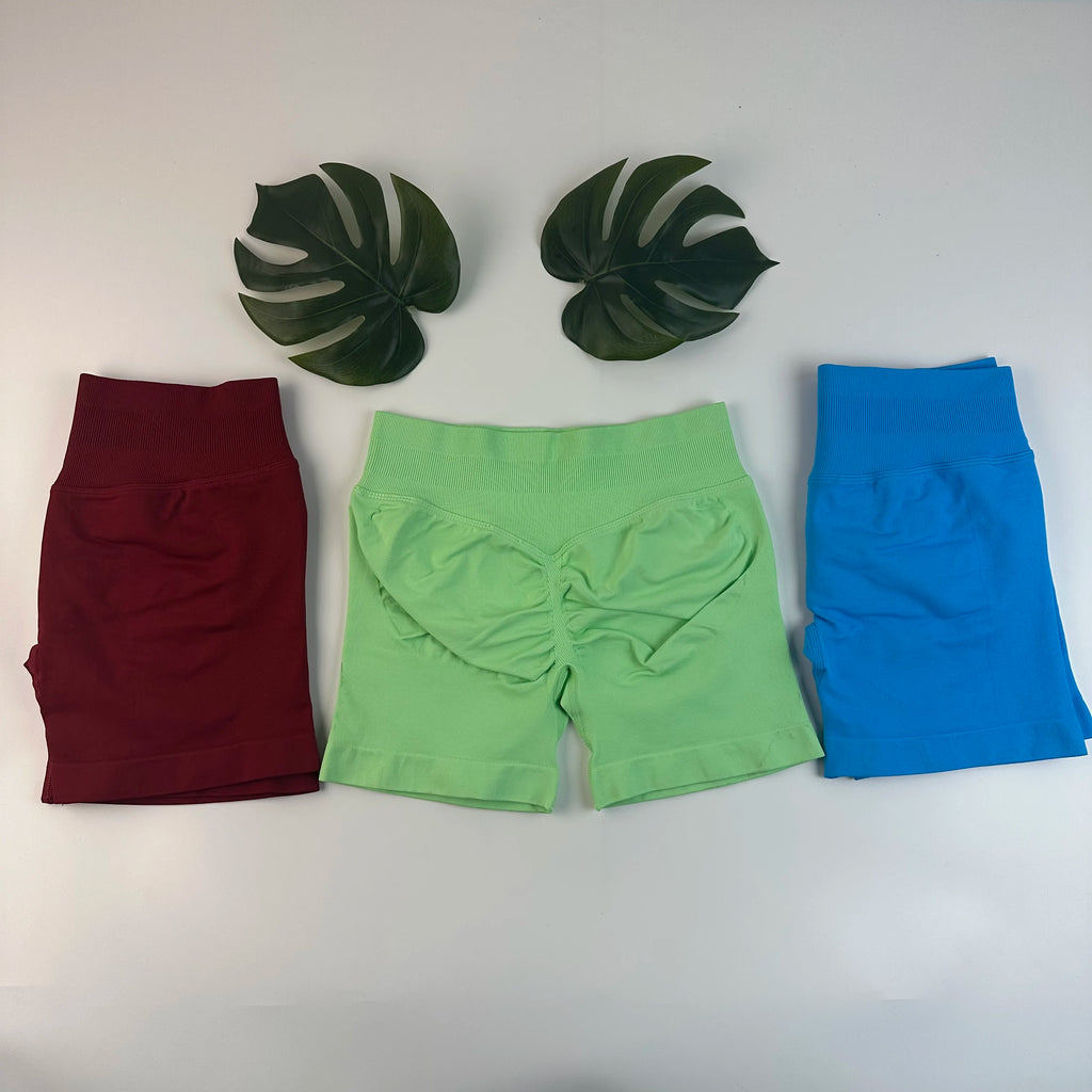 Yoga Shorts Low Ribbed Waist Band Yoga Shorts Seamless Scrunch Bum Workout Gym Shorts Booty Hight Stretch Running Shorts