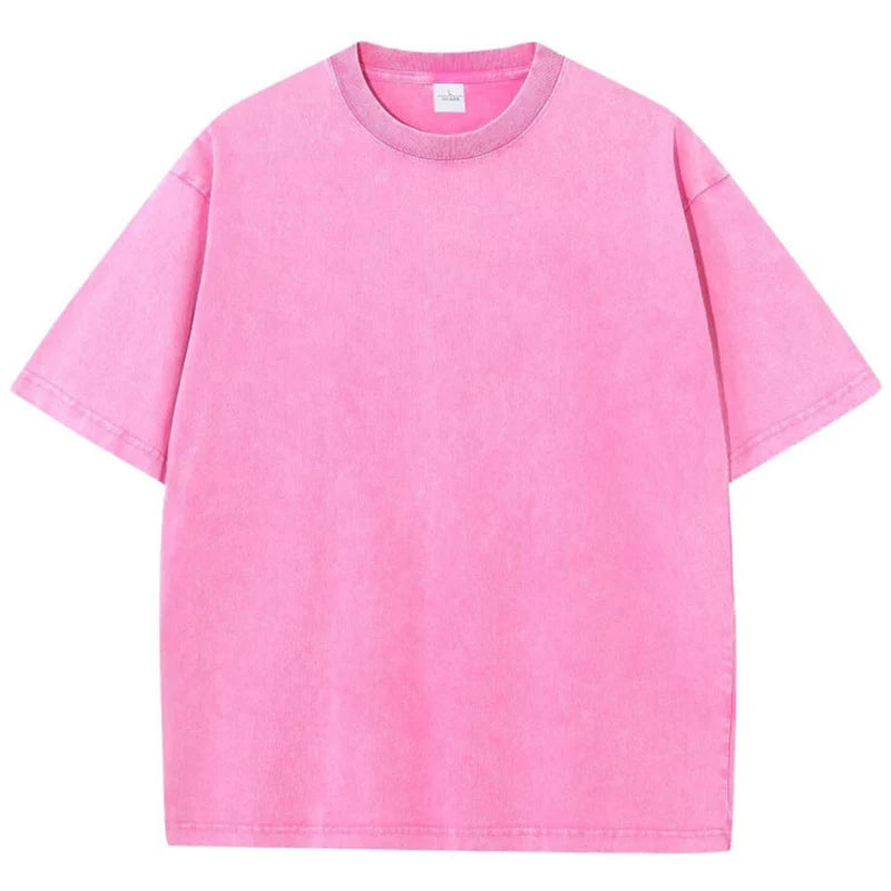 Washed Vintage Men Women T-Shirts Street Hip Hop Retro Punk T Shirt Harajuku Casual Cotton Short Sleeve Acid Wash Tshirts Tops