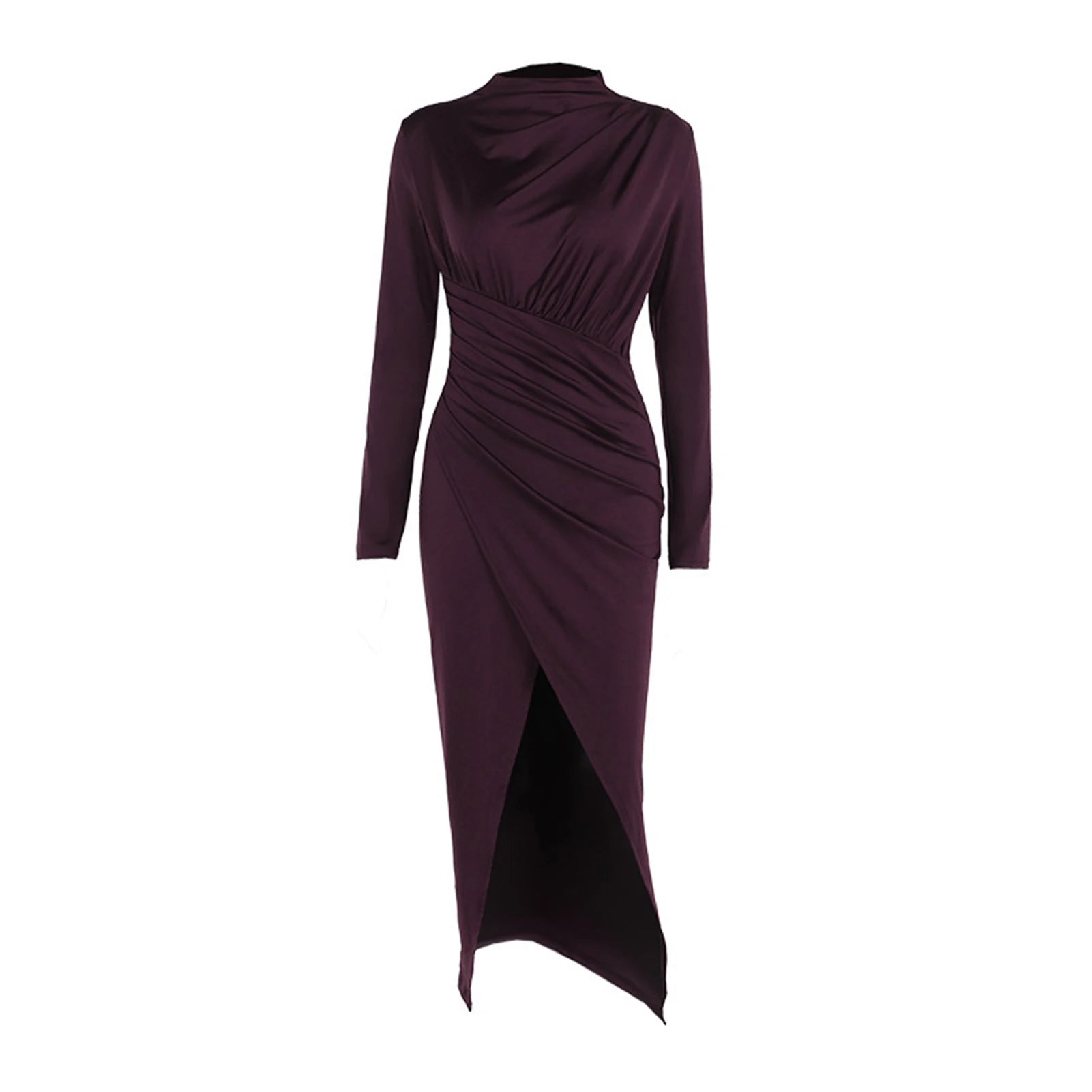 Spring Autumn Sexy Knitted Long Dress Women Long Sleeve V Neck Bodycon Maxi Dress Slit Hem Thread Slim Evening Party Dress