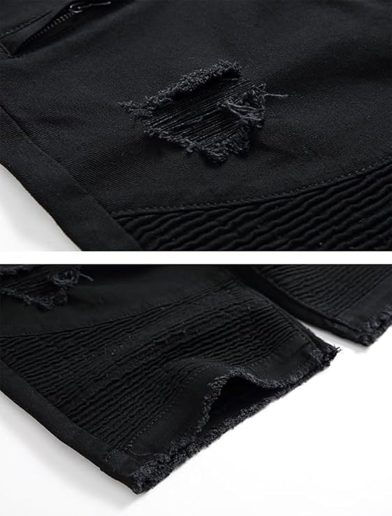 Men'S Casual Denim Shorts Classic Fit Ripped Distressed Summer Jeans Shorts