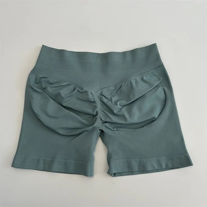 Yoga Shorts Low Ribbed Waist Band Yoga Shorts Seamless Scrunch Bum Workout Gym Shorts Booty Hight Stretch Running Shorts