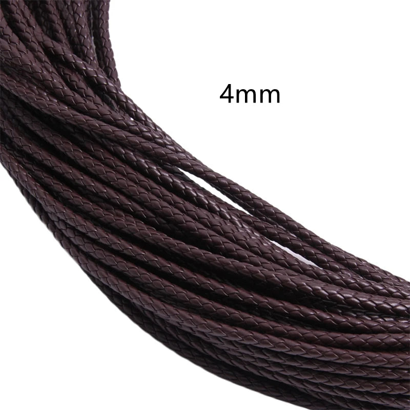 5M 3/4/6Mm Braided Leather Cord Rope Strip Thread for DIY Pendant Neck Weaving Bracelet Jewelry Making Supplies Crafts Accessory