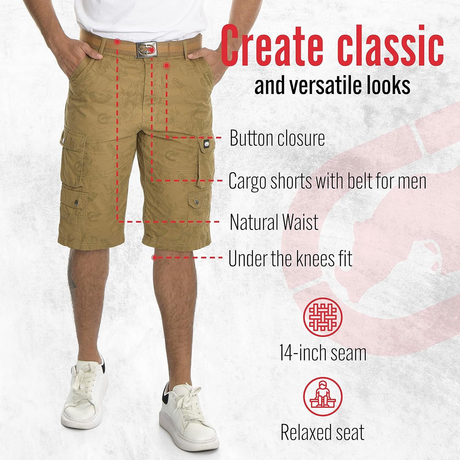 Ecko Cargo Shorts for Men – Twill Camo Mens Cargo Shorts with Belt Big and Tall