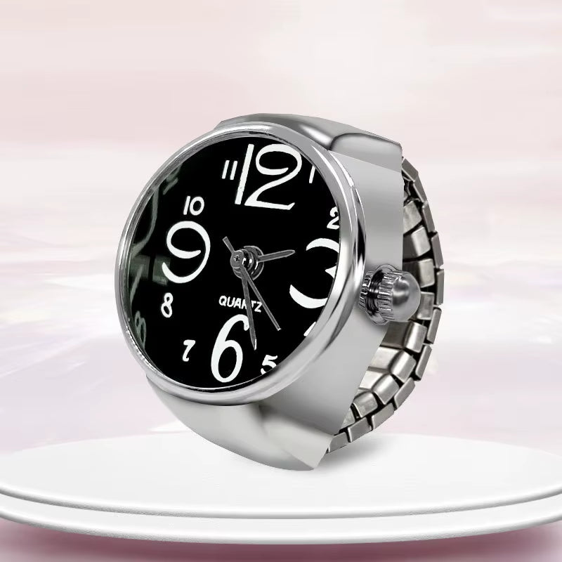 New Ring Watch Hot Selling Creative Circular Dial Alloy Shell Finger Couple Men and Women