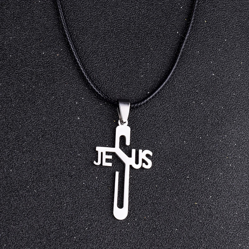 Jesus Cross Pendants & Necklaces Men Stainless Steel Never Fade Pendants Rope Chain Religious Necklaces Women Christian Jewelry