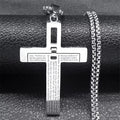 Christian Jesus Cross Necklace Chain for Men Stainless Steel Gold Color Bible Prayer Man Male Jewelry Collar Hombre N2005S02