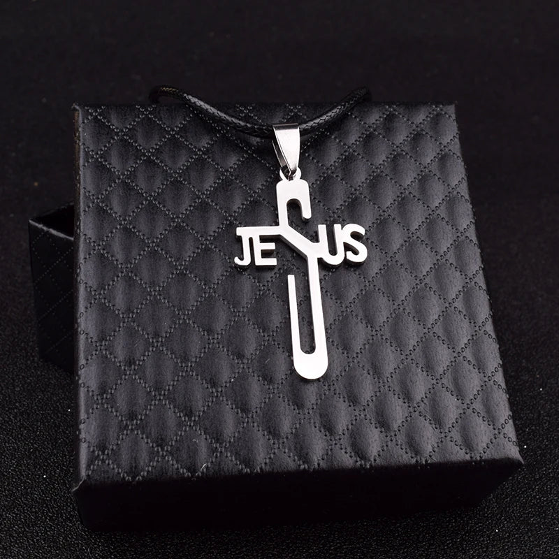 Jesus Cross Pendants & Necklaces Men Stainless Steel Never Fade Pendants Rope Chain Religious Necklaces Women Christian Jewelry
