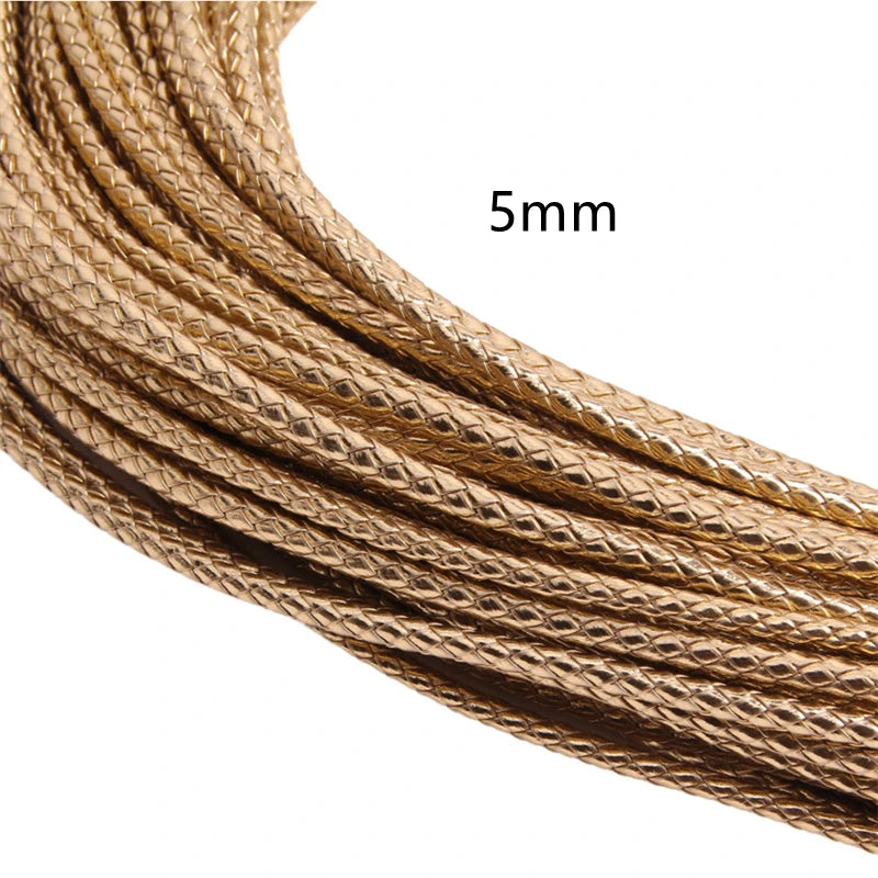 5M 3/4/6Mm Braided Leather Cord Rope Strip Thread for DIY Pendant Neck Weaving Bracelet Jewelry Making Supplies Crafts Accessory