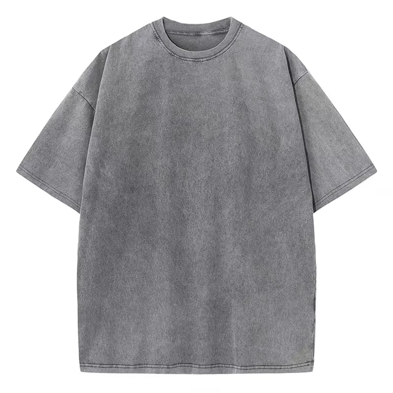 Washed Vintage Men Women T-Shirts Street Hip Hop Retro Punk T Shirt Harajuku Casual Cotton Short Sleeve Acid Wash Tshirts Tops
