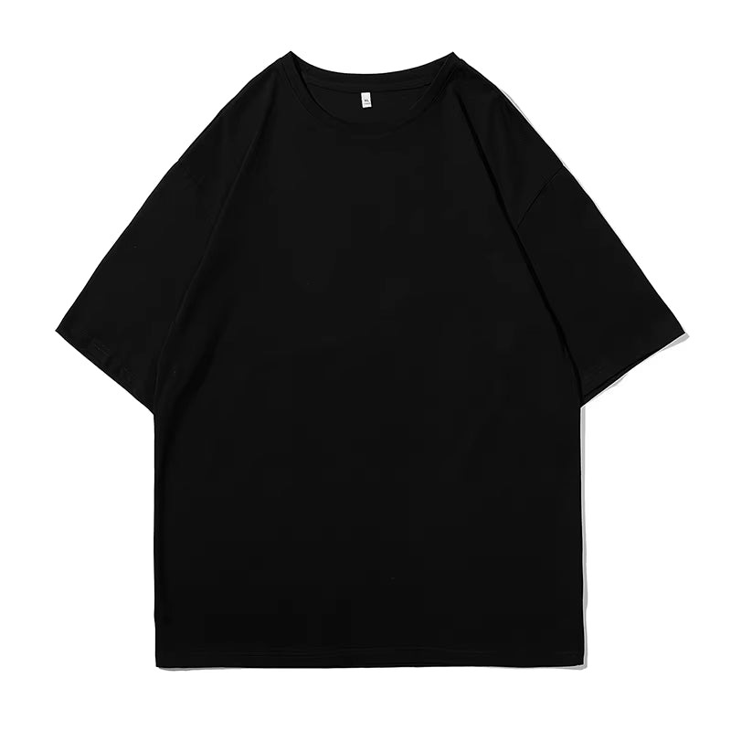 Oversized 100% Cotton Graphic T Shirts 2024 Summer Y2K Black Harajuku T-Shirts Korean Fashion Classical Vintage T Shirt