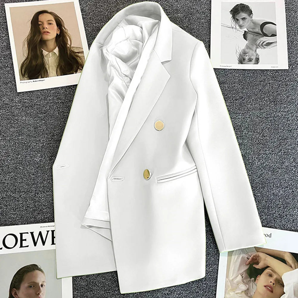 Office Blazers for Women 2023 Casual Fashion Long Sleeve New White Black Single Button Jackets Coats Blazer